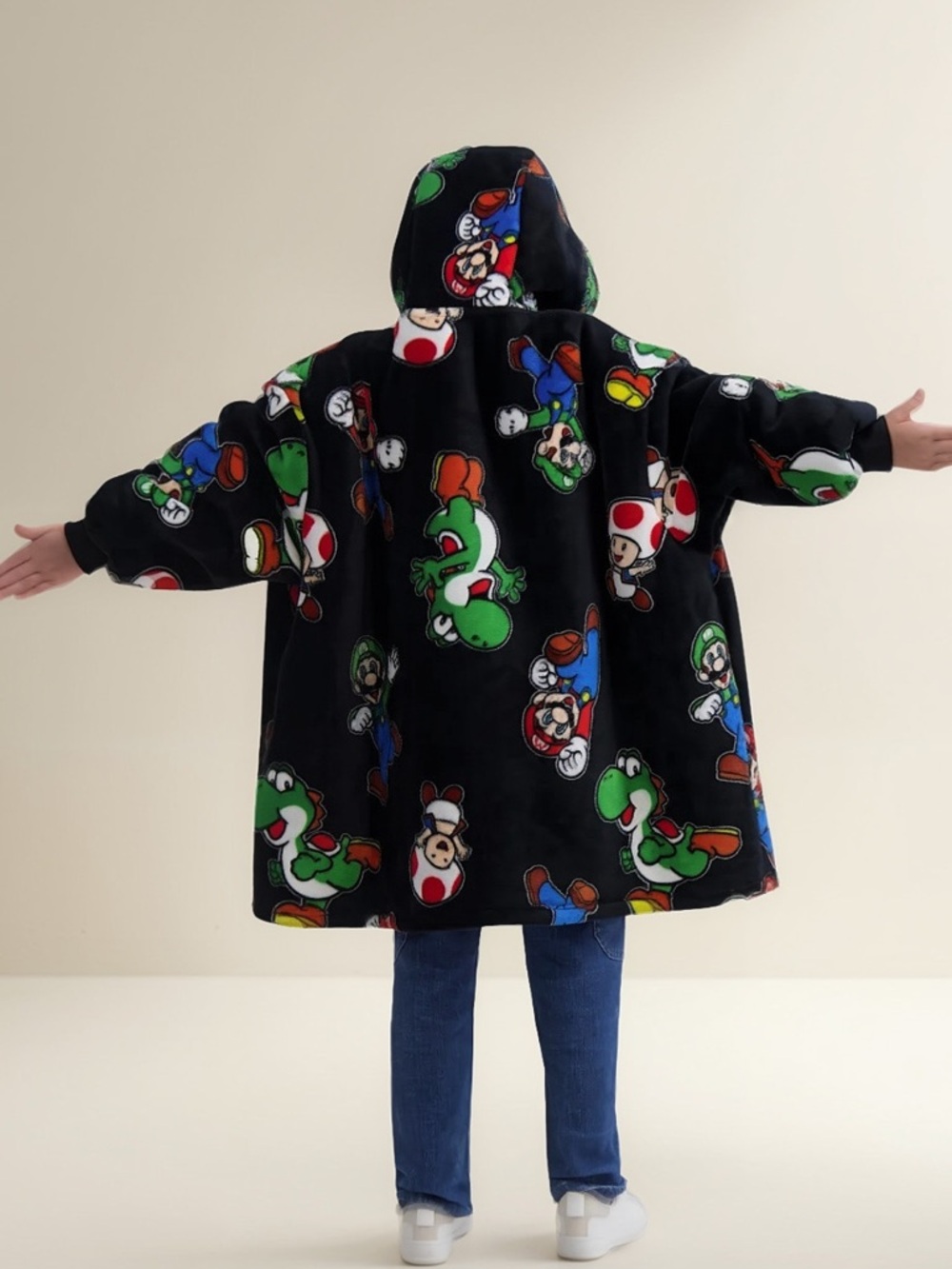 The Wayy Big Hoodie Nintendo Super Mario Kids Oversized Hoodie- OS - Picture 2 of 6